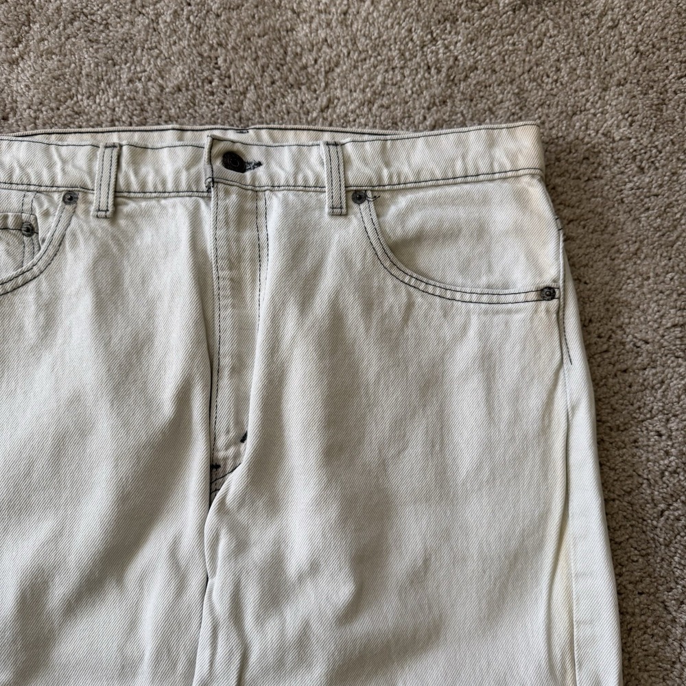 Made In USA 90s White/Creme Levi's 550 Denim Jeans 36x34 Baggy Straight Vintage - Picture 2 of 7